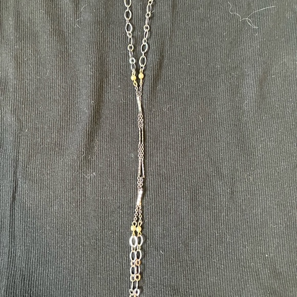 Lia sophia Long Pendant Necklace Three pearls on two Hoops - Picture 3 of 4